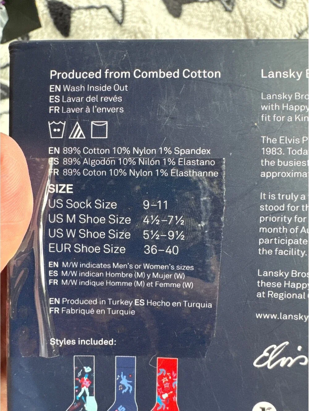 Happy Socks x Lansky Bros Elvis Presley Gift Set 3 Pairs Crew Socks New